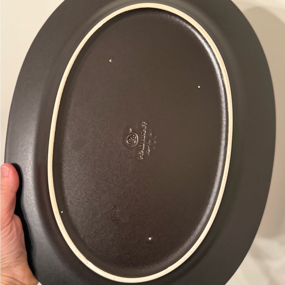 Vintage Pfaltzgraff Black Midnight Sun 14.5" Oval Stoneware Serving Platter USA - Picture 2 of 2